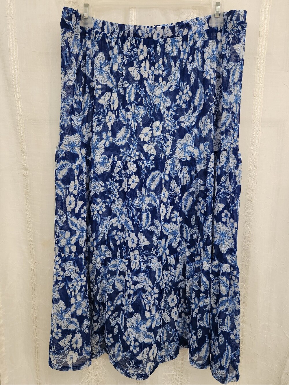 Blue Floral Maxi Skirt